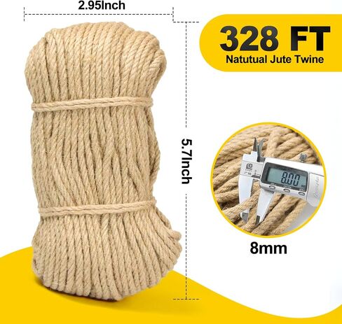 Jute Twine String -33Feet 20mm Friendly Heavy-Duty Rope for Crafts,Construction & Packaging | Natural Fiber Cord for Garden Tying,Bundling & DIY Decor in Kuwait