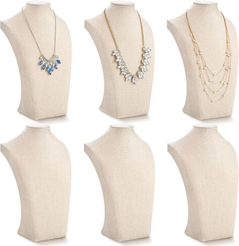 Kigley 9 PCS Linen Jewelry Display Bust Netlade حامل قلادة عارضة أزياء لعرض المجوهرات بيع المعارض التجارية in Kuwait