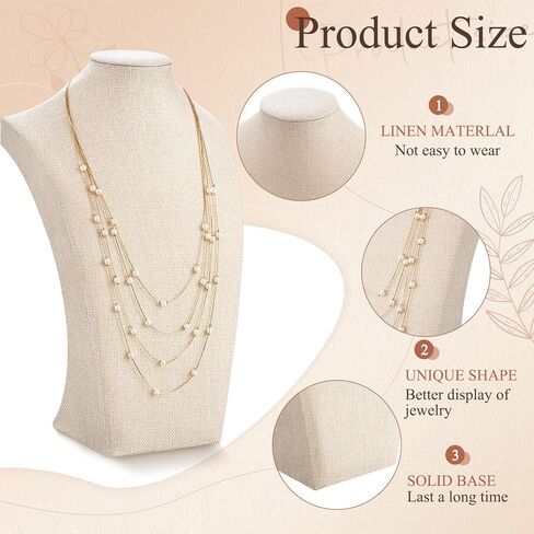 Kigley 9 PCS Linen Jewelry Display Bust Netlade حامل قلادة عارضة أزياء لعرض المجوهرات بيع المعارض التجارية in Kuwait
