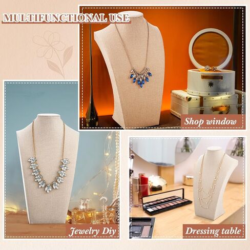 Kigley 9 PCS Linen Jewelry Display Bust Netlade حامل قلادة عارضة أزياء لعرض المجوهرات بيع المعارض التجارية in Kuwait