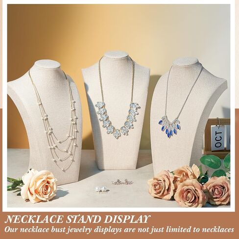 Kigley 9 PCS Linen Jewelry Display Bust Netlade حامل قلادة عارضة أزياء لعرض المجوهرات بيع المعارض التجارية in Kuwait