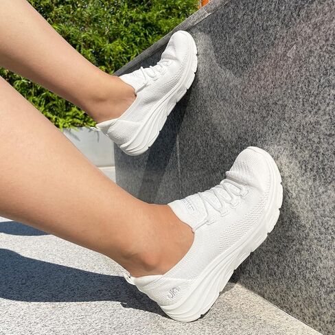 JENN ARDOR Womens Slip On Sneakers Walking Tennis Shoes Fashion Lightweight Casual Lace Up Running Sneakers for Gym Ladies Breathable Mesh Shoes Comfortable in Saudi Arabia