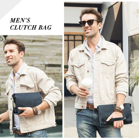 Leather Men Clutch Purse Bag, Mens Business Code Lock Wallet Anti Theft Clutch Purse Phone Holder Handbag Travel Bag in Saudi Arabia