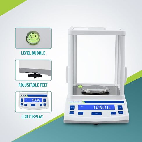 Lichen Lab Scale 100gram × 0.001g توازن تحليلي عالي الدقة مع توازن المجوهرات الرقمية للزجاج الأمامي (100 جم ، 1 ملغ) in Kuwait