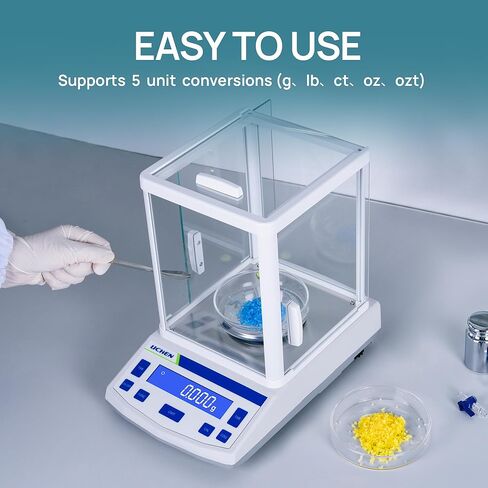 Lichen Lab Scale 100gram × 0.001g توازن تحليلي عالي الدقة مع توازن المجوهرات الرقمية للزجاج الأمامي (100 جم ، 1 ملغ) in Kuwait