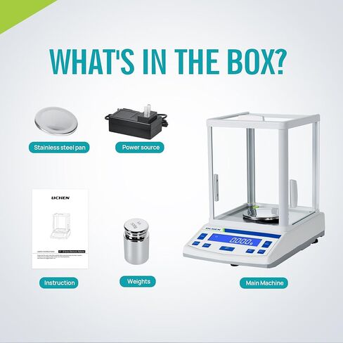Lichen Lab Scale 100gram × 0.001g توازن تحليلي عالي الدقة مع توازن المجوهرات الرقمية للزجاج الأمامي (100 جم ، 1 ملغ) in Kuwait