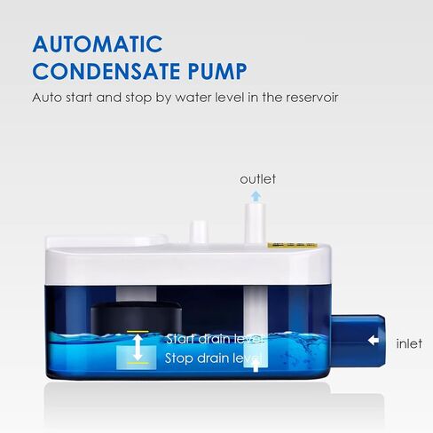 مضخة مكثف تلقائية ميني تقسيم ميني ، AC110 إلى 240V 40L/H 200mL مضخة إزالة المكثفات الصامتة HVAC ، مقابل 15 كيلو واط 1 إلى مكيف الهواء ، الفرن ، مزيل الرطوبة in Saudi Arabia