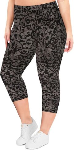 TIYOMI Plus Size Capri Leggings for Women High Waist Knee-Length Leggings Tummy Control Capri XL-5XL in Saudi Arabia
