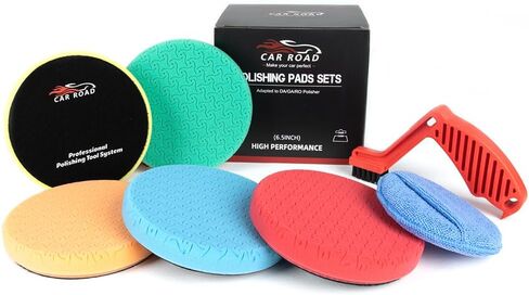 Polishing Pads, 7Pc 6.5 Inch Buffer Polisher Pads Kit and 1Pc Microfiber Buffing Pads, Foam Polish Pad for Compounding, Polishing and Waxing, for 6''/150mm Backing Plate Car Polisher in Kuwait