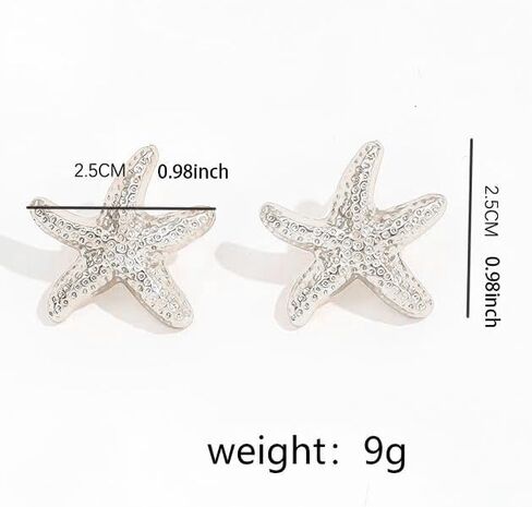14K Gold Plated Starfish Earrings for Women Trendy, Boho Summer Beach Starfish Earring Gold Statement Hypoallergenic Studs Vacation Outfits Accessories Jewelry in Kuwait