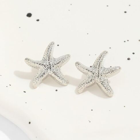 14K Gold Plated Starfish Earrings for Women Trendy, Boho Summer Beach Starfish Earring Gold Statement Hypoallergenic Studs Vacation Outfits Accessories Jewelry in Kuwait