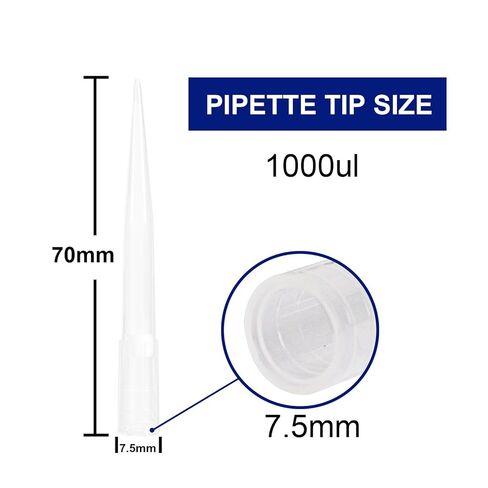 نصائح 1000 ميكرولتر نصائح الأنابيب ، نصائح ماصة بولي بروبيلين الشاملة ، نصائح الأنابيب غير القابلة للتطبيق التلقائي المختبري ، حرة DNase ، 1 رف 96 نصائح مع مربع (1000μL) in Kuwait