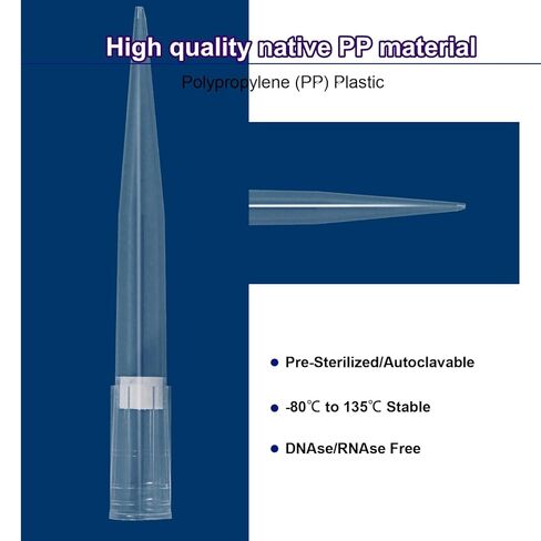 نصائح 1000 ميكرولتر نصائح الأنابيب ، نصائح ماصة بولي بروبيلين الشاملة ، نصائح الأنابيب غير القابلة للتطبيق التلقائي المختبري ، حرة DNase ، 1 رف 96 نصائح مع مربع (1000μL) in Kuwait