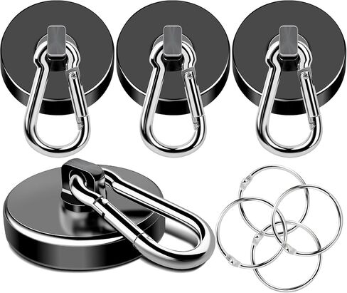 MIKEDE Magnetic Hooks Heavy Duty, 110LBS+ Strong Neodymium Magnets with Swivel Carabiner Hook, Black Magnetic Hangers Magnet Hooks for Locker, Home, Cruise Cabin, Office - 10 Pack in Kuwait