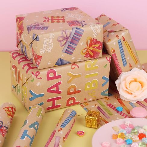 WRAP STORM Premium Pink Girly Gift Wrapping Paper Set of 5 Mini Rolls (17" x 120") - Cute & Girly Wrap for Women, Girls, and Wife, Perfect for Princess Party and Happy Birthday in Saudi Arabia