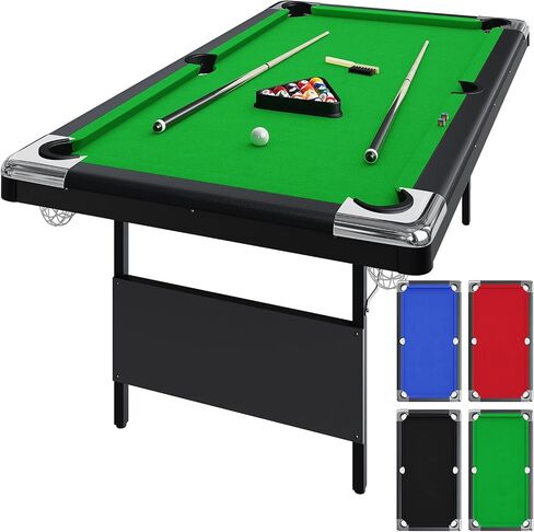 6-7 Ft Foldable Billiards Tables, Portable Pool Table, Billiards Tables for Adults Full Size, Outdoor Pool Table Includes Full Set of Balls, 2 Cue Sticks, Chalk and Felt Brush in Saudi Arabia