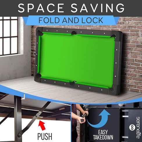 طاولة بلياردو سيرنيلايف التي يبلغ طولها 6 أقدام - أفضل في الإطار - إطار فولاذي ، وقائمة مدعومة بالكامل ، ودعم الساق الملحوم مع أقفال انهيار أمان ، ولعبة البلياردو الثقيلة 128 رطل ومجموعة التبعية in Kuwait