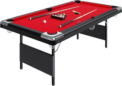 6-7 Ft Folding Pool Table, Portable Pool Table, Billiard Table Set Includes Balls, Cues, Chalks and Brush, for Family Game Room, Adult Rrec Room, Basements in Kuwait