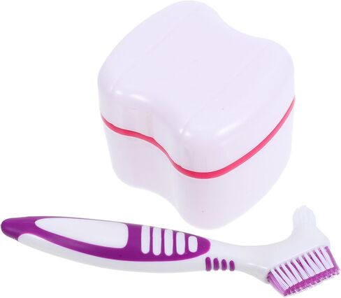 ERINGOGO False Tooth Storage Box Set with Cleaning Brush Portable Travel Case for Dentures Durable and Easy to Clean Sealed Design for Safe Storage Versatile Bath Container in Saudi Arabia