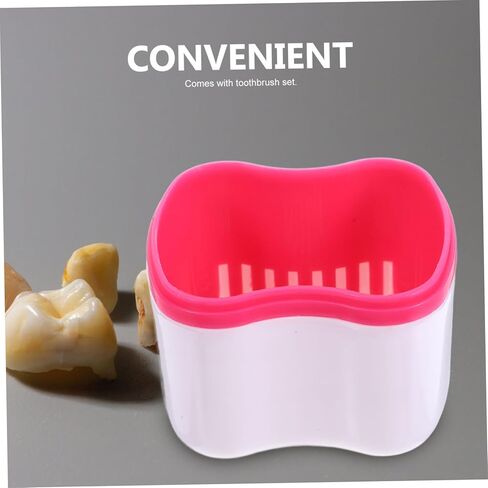 ERINGOGO False Tooth Storage Box Set with Cleaning Brush Portable Travel Case for Dentures Durable and Easy to Clean Sealed Design for Safe Storage Versatile Bath Container in Saudi Arabia