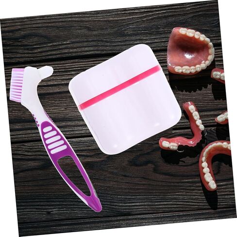 ERINGOGO False Tooth Storage Box Set with Cleaning Brush Portable Travel Case for Dentures Durable and Easy to Clean Sealed Design for Safe Storage Versatile Bath Container in Saudi Arabia