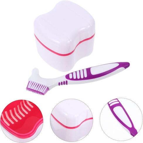 ERINGOGO False Tooth Storage Box Set with Cleaning Brush Portable Travel Case for Dentures Durable and Easy to Clean Sealed Design for Safe Storage Versatile Bath Container in Saudi Arabia