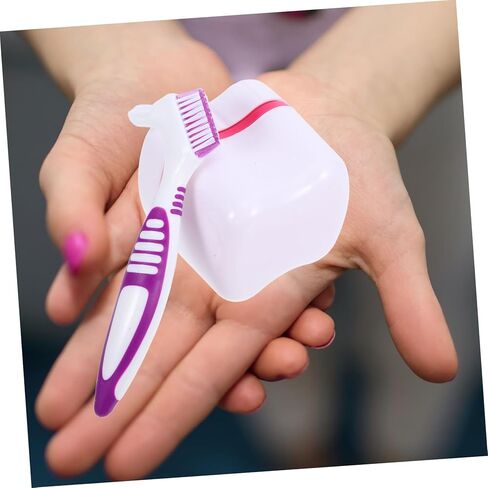 ERINGOGO False Tooth Storage Box Set with Cleaning Brush Portable Travel Case for Dentures Durable and Easy to Clean Sealed Design for Safe Storage Versatile Bath Container in Saudi Arabia
