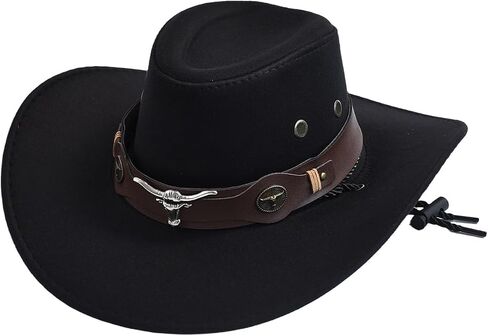 QWINEE Retro Vintage Cowgirl Hat for Women Wide Brim Buckle Belt Classic Western Cowboy Hats in Saudi Arabia