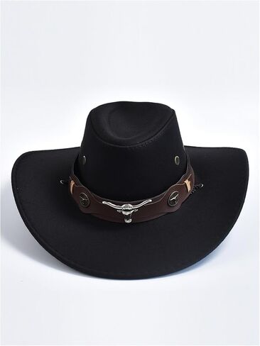QWINEE Retro Vintage Cowgirl Hat for Women Wide Brim Buckle Belt Classic Western Cowboy Hats in Saudi Arabia