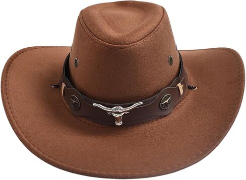 QWINEE Retro Vintage Cowgirl Hat for Women Wide Brim Buckle Belt Classic Western Cowboy Hats in Saudi Arabia