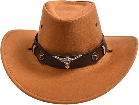 QWINEE Retro Vintage Cowgirl Hat for Women Wide Brim Buckle Belt Classic Western Cowboy Hats in Saudi Arabia