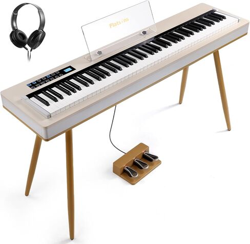 LIV-K01 Piano Keyboard Real Sampling, 88 Key Fully Weighted Keyboard Electric Piano, Grade Hammer Action, LCD Display, Touch Sensitive, Upright Piano for Beginner Adult (Light Khaki) in Kuwait