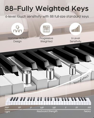 LIV-K01 Piano Keyboard Real Sampling, 88 Key Fully Weighted Keyboard Electric Piano, Grade Hammer Action, LCD Display, Touch Sensitive, Upright Piano for Beginner Adult (Light Khaki) in Kuwait