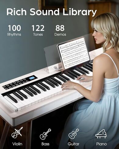 LIV-K01 Piano Keyboard Real Sampling, 88 Key Fully Weighted Keyboard Electric Piano, Grade Hammer Action, LCD Display, Touch Sensitive, Upright Piano for Beginner Adult (Light Khaki) in Kuwait