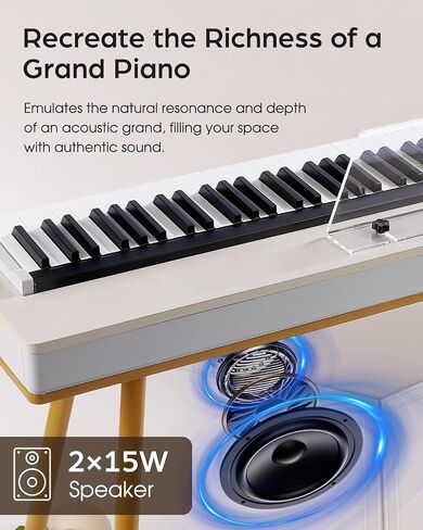 LIV-K01 Piano Keyboard Real Sampling, 88 Key Fully Weighted Keyboard Electric Piano, Grade Hammer Action, LCD Display, Touch Sensitive, Upright Piano for Beginner Adult (Light Khaki) in Kuwait