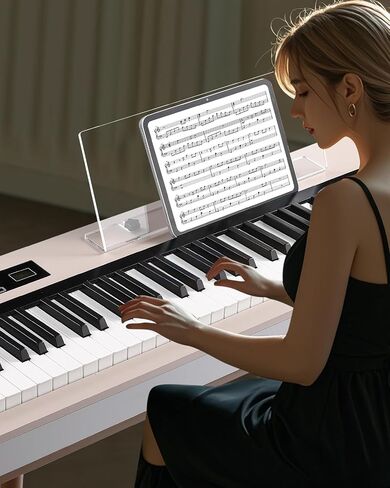 LIV-K01 Piano Keyboard Real Sampling, 88 Key Fully Weighted Keyboard Electric Piano, Grade Hammer Action, LCD Display, Touch Sensitive, Upright Piano for Beginner Adult (Light Khaki) in Kuwait