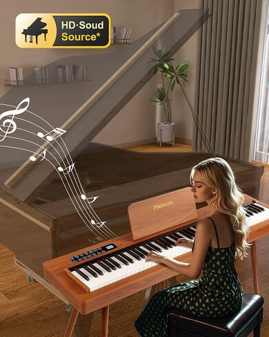 LIV-K01 Piano Keyboard Real Sampling, 88 Key Fully Weighted Keyboard Electric Piano, Grade Hammer Action, LCD Display, Touch Sensitive, Upright Piano for Beginner Adult (Light Khaki) in Kuwait