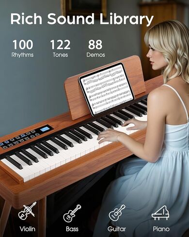 LIV-K01 Piano Keyboard Real Sampling, 88 Key Fully Weighted Keyboard Electric Piano, Grade Hammer Action, LCD Display, Touch Sensitive, Upright Piano for Beginner Adult (Light Khaki) in Kuwait