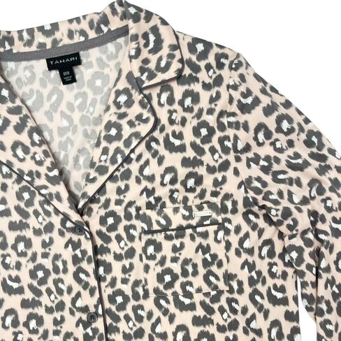 TAHARI Women's Long Sleeve Button Up Notch Collar Nightshirt with Piping and Pocket in Saudi Arabia