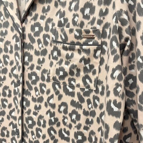 TAHARI Women's Long Sleeve Button Up Notch Collar Nightshirt with Piping and Pocket in Saudi Arabia