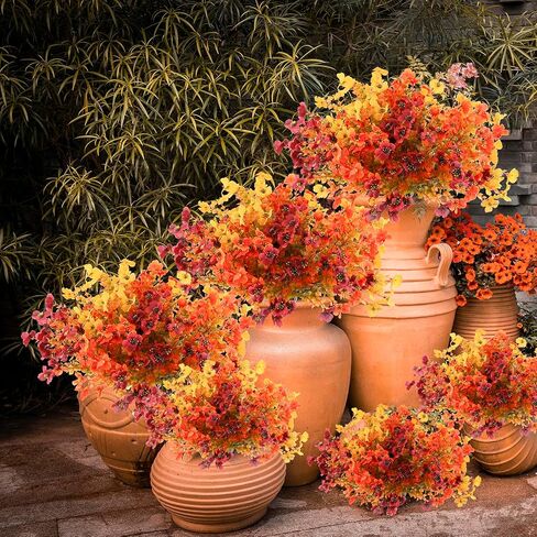 30 Bundles Artificial Flowers for Outdoors Fake Flowers No Fade Fake Plastic Flowers Faux Plants for Decoration Outdoor Artificial Flowers Fake Outdoor Flowers for Indoor Garden Patio Yard in Saudi Arabia