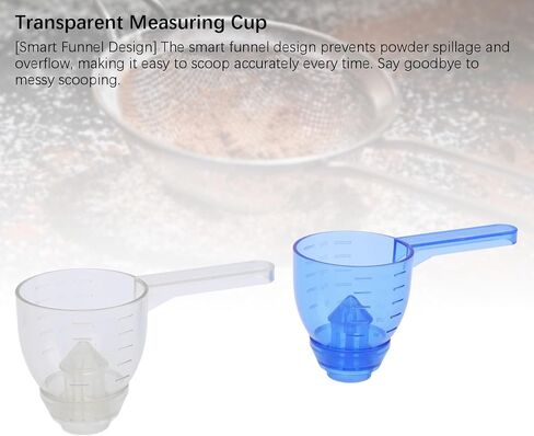 2 Pack 25g Capacity Clear Measuring Scoop with Funnel and Scale, Spill Proof and Convenient Transparent Measuring Cup in Saudi Arabia