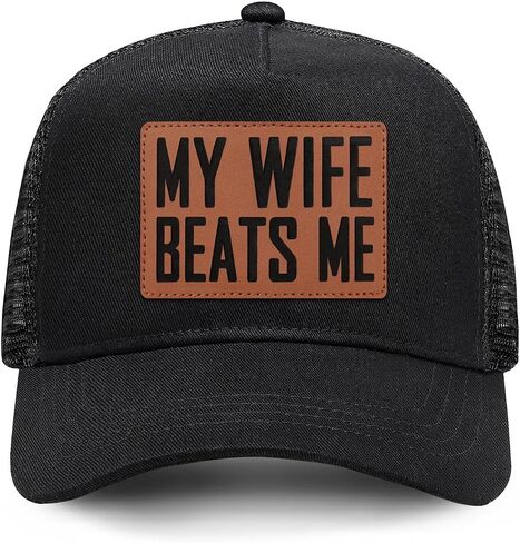 My Wife Beats Me Patch Hat Funny Saying Adjustable Snapback Cap Gag Birthday Gift for Husband Men in Saudi Arabia