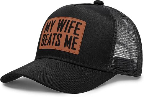 My Wife Beats Me Patch Hat Funny Saying Adjustable Snapback Cap Gag Birthday Gift for Husband Men in Saudi Arabia