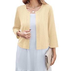 Newchoice Women's Open Front Cropped Cardigan Sweaters Bolero Shrugs for Dresses 3/4 Sleeve Casual Lightweight Cardigans in Kuwait