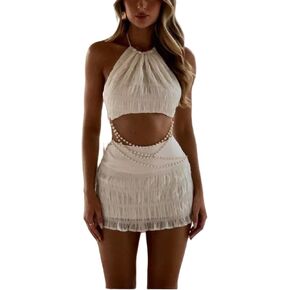 Two Piece Skirt Sets for Women Y2k Lace Sheer Mesh Ruched Halter Top Smocked Mini Skirt Summer Beach Outfits in Kuwait