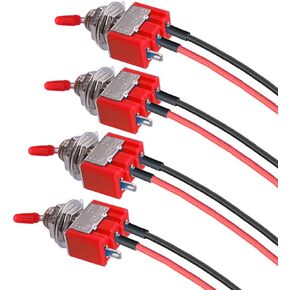 تبديل مفتاح ، تشغيل/إيقاف SPST مع الأسلاك المسلحة مسبقًا ، 3V/5V/12V/24V/72V/110V/220V/240V/MINI مفتاح التبديل للسيارة والشاحنة والضوء والمعدات الصناعية (4pcs+سلك) أسود) in Kuwait