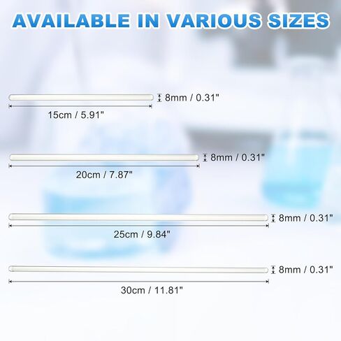 PATIKIL 5 Pcs High Borosilicate Glass Stick, 11.8" Length 8mm Dia Stirring Rod with Both Ends Round Mixing Tools for DIY Projects Lab Kitchen Science, Clear in Saudi Arabia