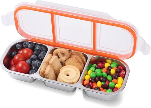 Stainless Steel Snack Containers with Lids, Reusable Condiment Box, 3 Compartment Sauce Cups for Home, Travel in Kuwait