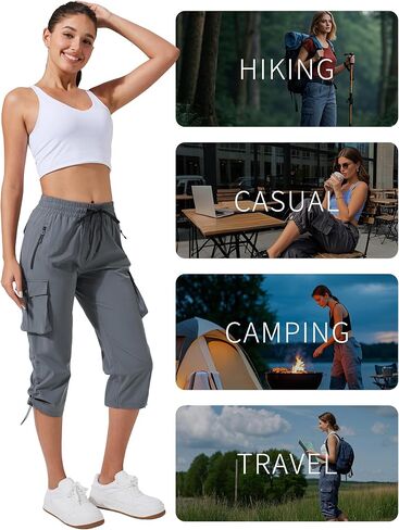 Pioneer Camp Women's Cargo Capris Hiking Pants Lightweight Quick Dry Outdoor Camping Stretch Summer Pants for Women Casual in Saudi Arabia